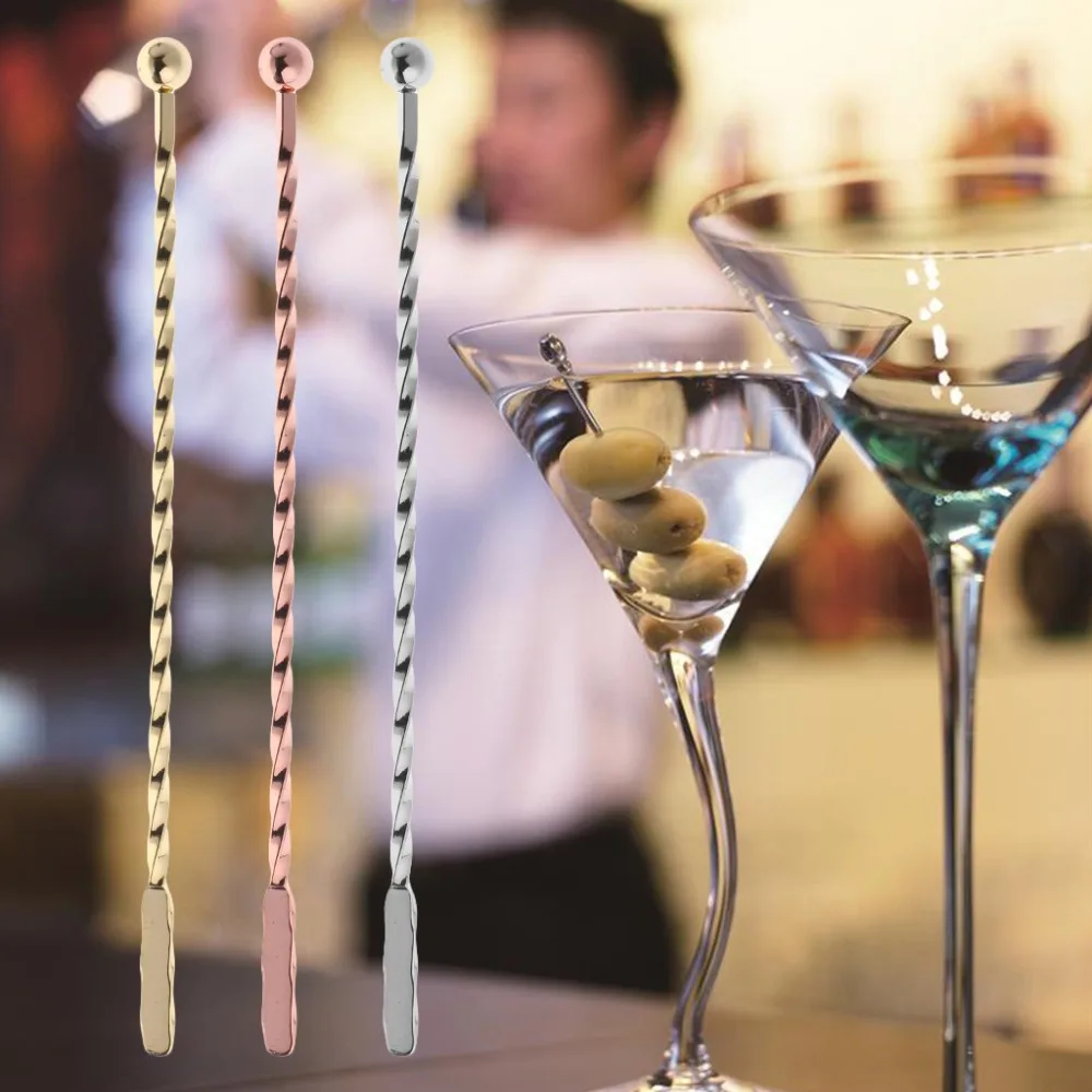 

OOTDTY Stainless Steel Muddler Threaded Swizzle Stick Coffee Cocktail Stirring Bar Tool