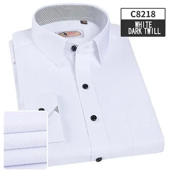 

Brand men Twill Shirt egular Fit Long Sleeve Dress Shirts Slim fit big size 6XL 7XL Solid business Dress Shirts tooling cotton