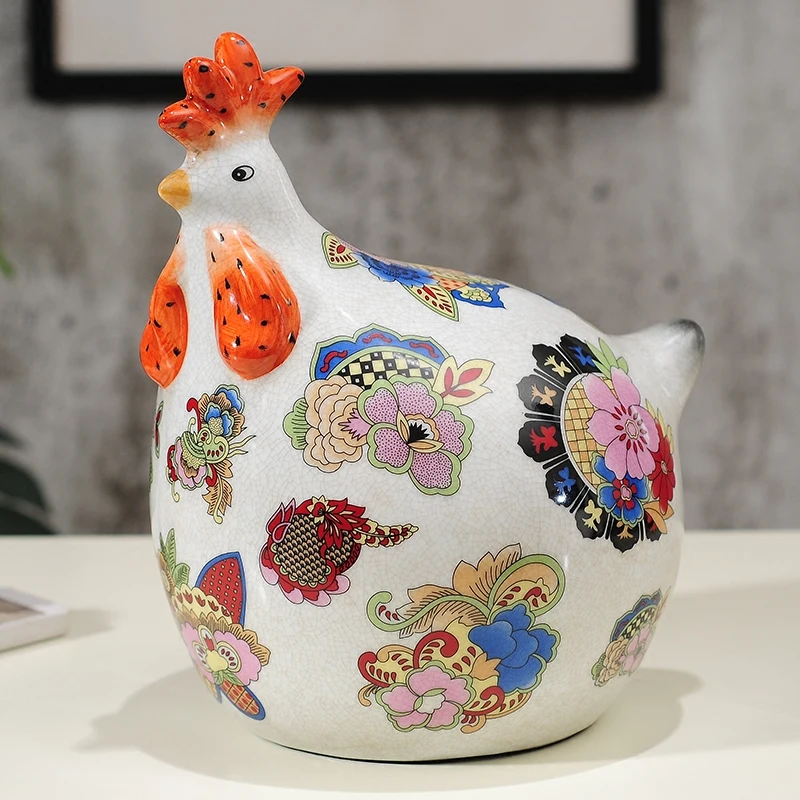 Высокое качество сад Керамика курицы украшения ремесла Лаки гостиная Big Rooster