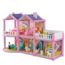 Кукольный дом большая мебель DIY кукольные блоки Doll домики игрушки ручной работы для детей подарки на день рождения