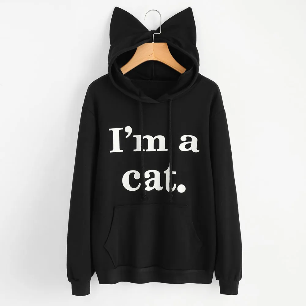 

Women's printing sweatershirt Womens Cat Long Sleeve Hoodie Sweatshirt Hooded Pullover Tops Blouse Jumper Coat