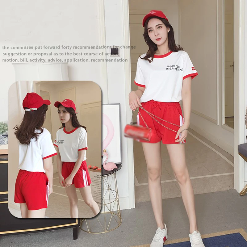 

blue/red/black Student sports suit summer new Korean version of the refreshing short-sleeved T-shirt sports shorts two-piece 7