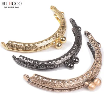 

8.5cm Coin Metal Purse Frame Making Kiss Clasp Lock for Clutch Bag Handle Handbag Accessories Red Bronze Tone Bags Hardware