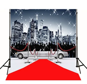 

Red Carpet Car City Skyline Backgrounds for sale Vinyl cloth High quality Computer printed party backdrops