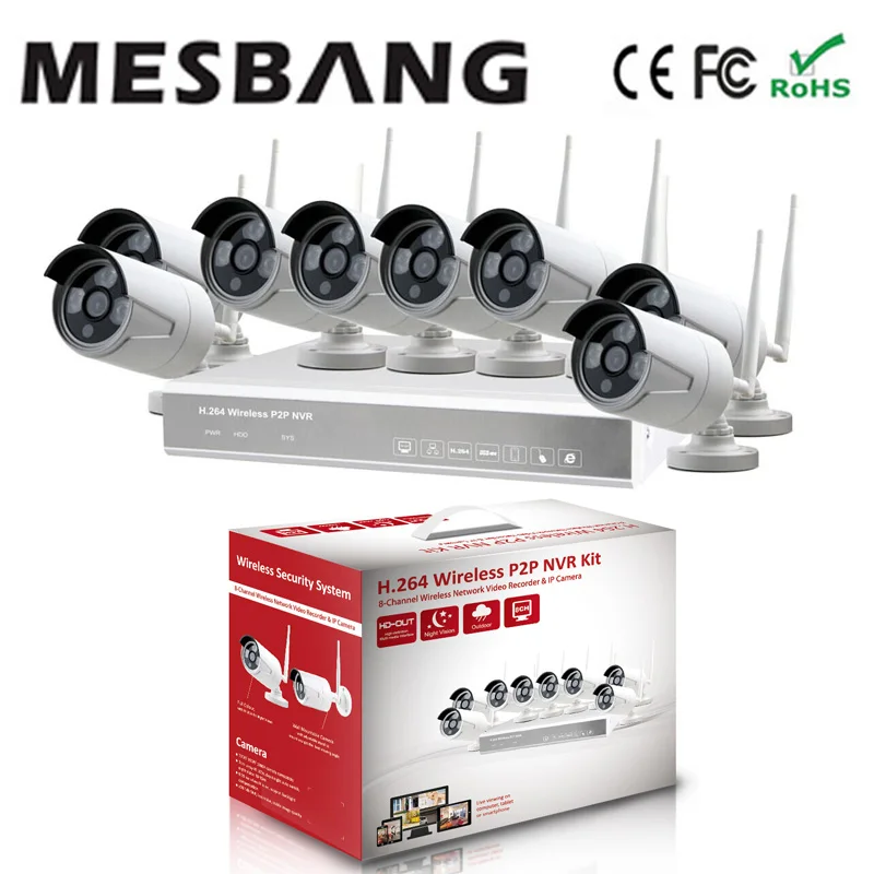 

Mesbang easy to installtion 720P 8 channel wireless wifi IP security camera system free shipping by DHL