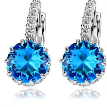 925 пробы серебряные модные ювелирные изделия круглой формы розовый Кристалл Циркон серьги гвоздики для женщин женские серьги набор подарки