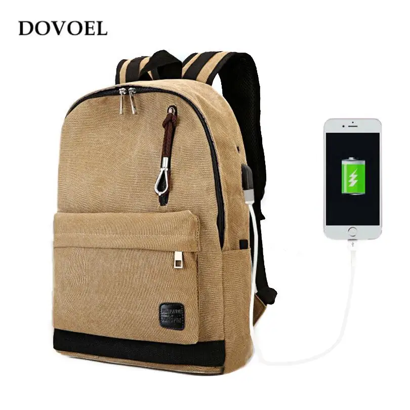 DOVOEL Brand Backpack Men USB Anti theft Computer High Quality Canvas