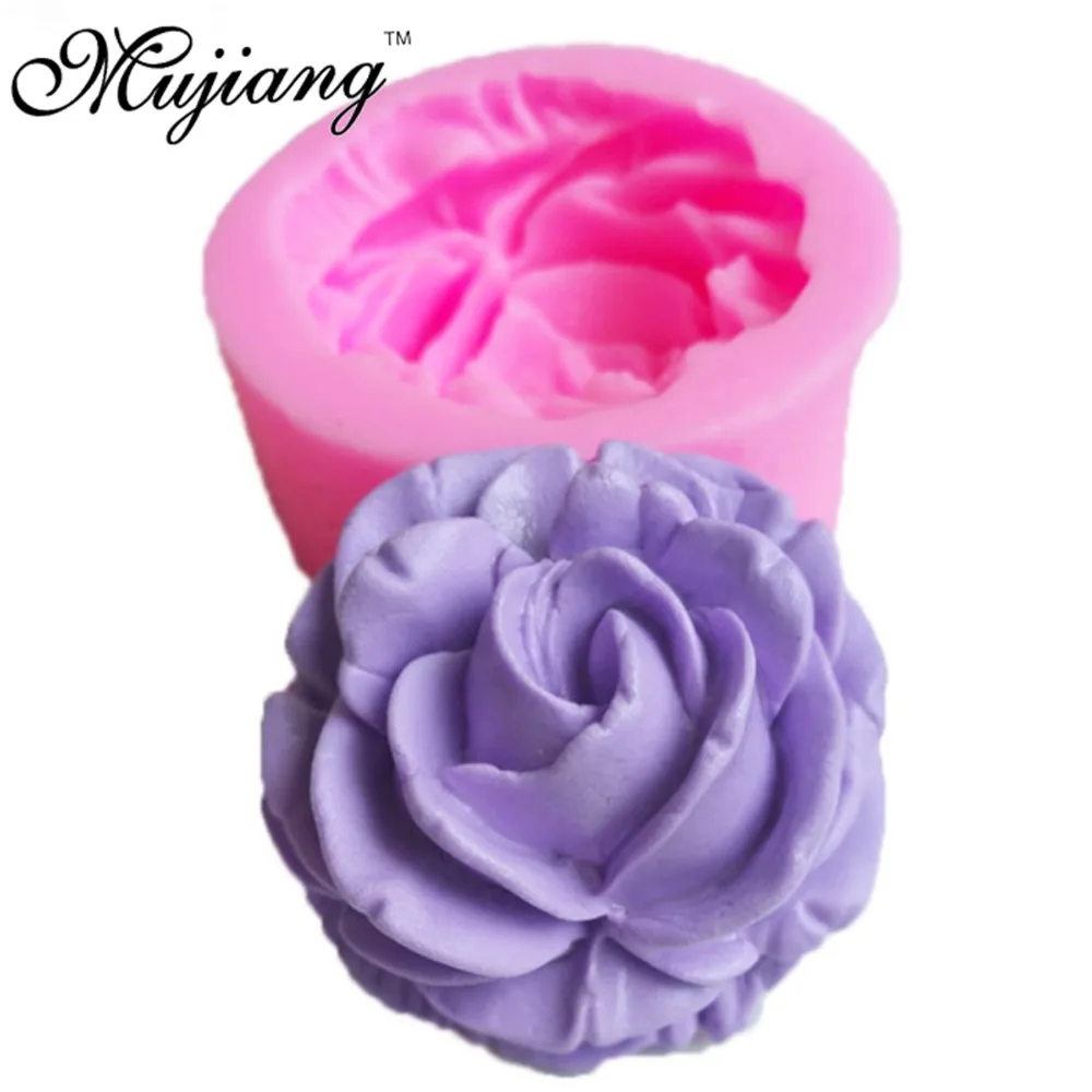Mujiang Цветок розы Силиконовые формы для мыла смолы глины Свеча Плесень Gumpaste Шоколадные Конфеты Кекс инструменты для украшения тортов из мастики