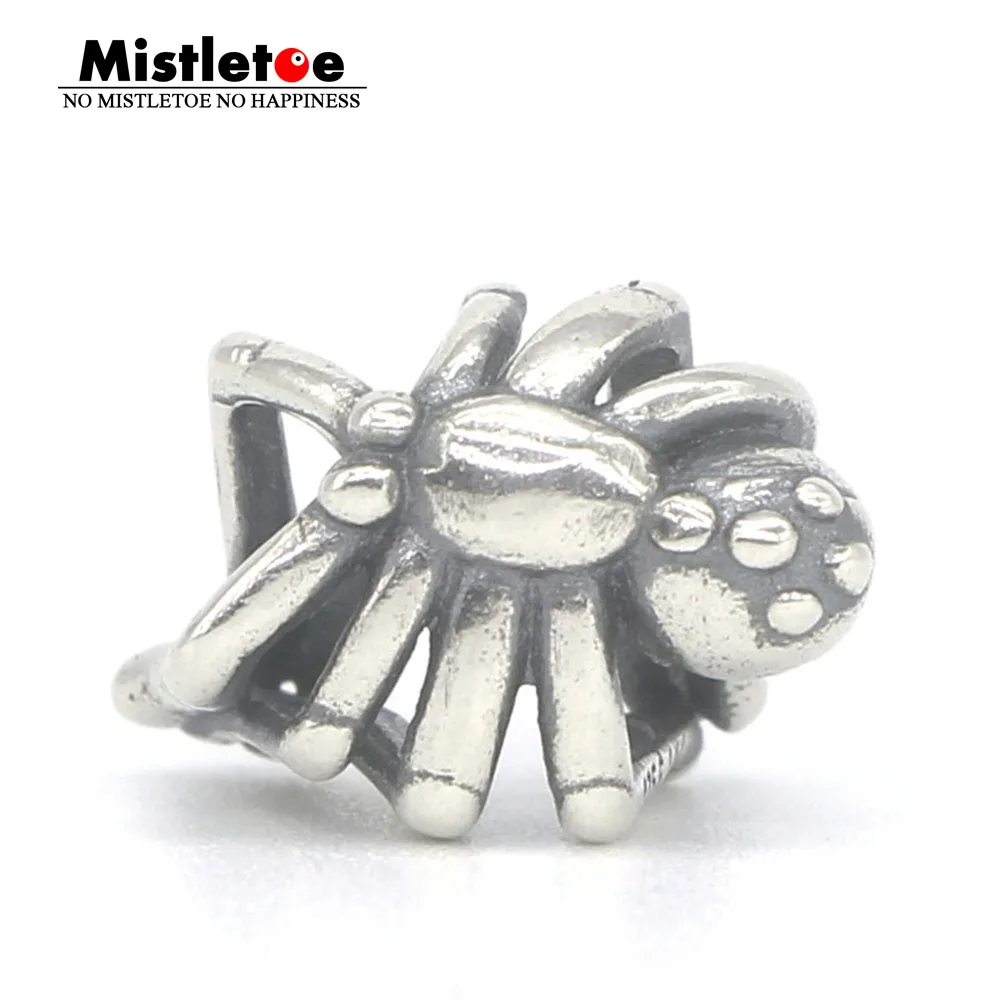 

Mistletoe Jewelry Genuine 925 Sterling Silver Spider Charm Bead Onlly Fit European Troll 3.0mm Bracelet