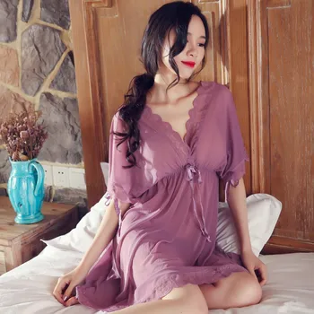 

Lace Sexy Lingerie Nightgown For Women Summer Sheer Night Dress Nightwear Bridal Sleepwear