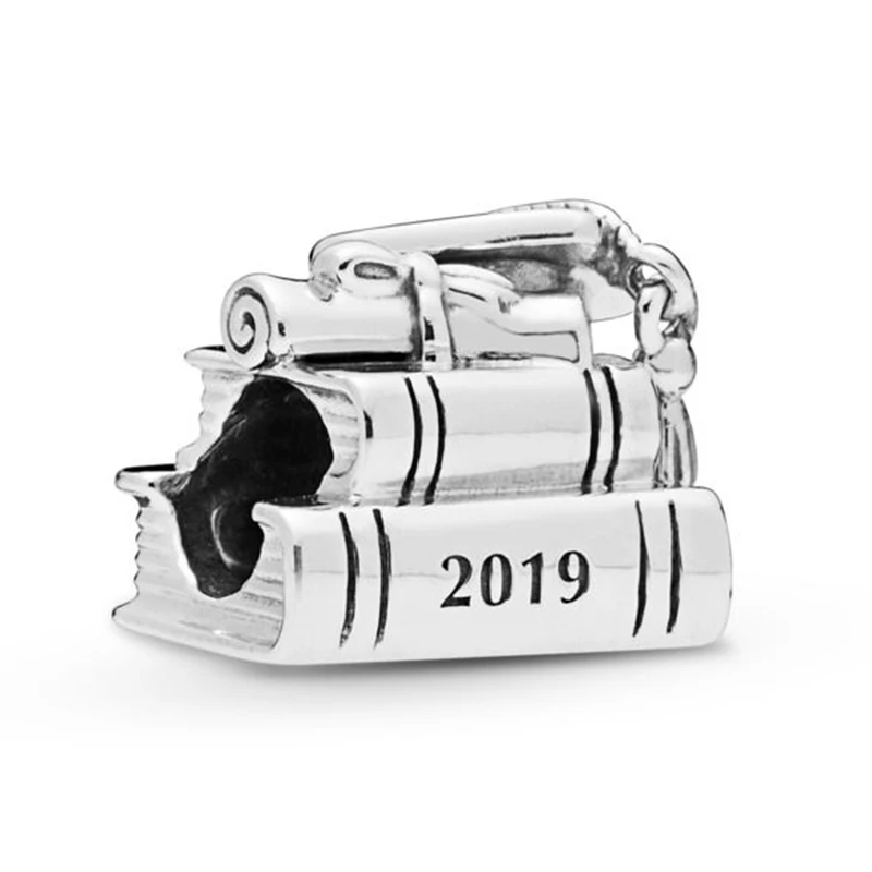 

NEW 2019 100% 925 Sterling Silver Graduation Cap Book & Scroll Charm For DIY Bracelet Jewelry Making Women Original Fashion Gift