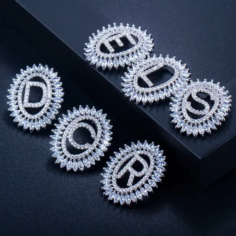 Detail Feedback Questions About Cwwzircons Famous Brand Designer Cwwzircons Famous Brand Designer Large Round Cz Crystal First Name Letter Earrings For Las Best Friendship
