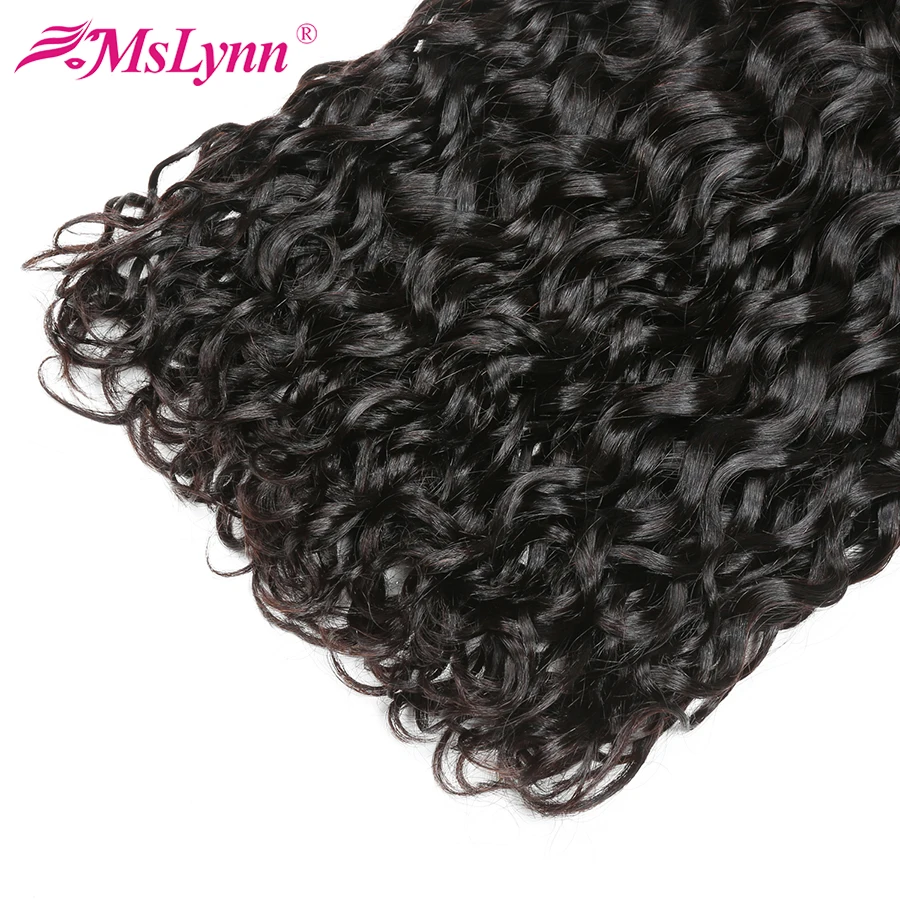 altMslynn Hair Water Wave 3 Bundles With Frontal Peruvian Human Hair Bundles With Closure ear to ear Lace Frontal Closure Non Remy