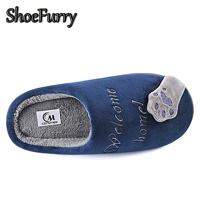 Меховые домашние тапочки ShoeFurry хлопковая обувь мужские зимние 2019 с мультяшным
