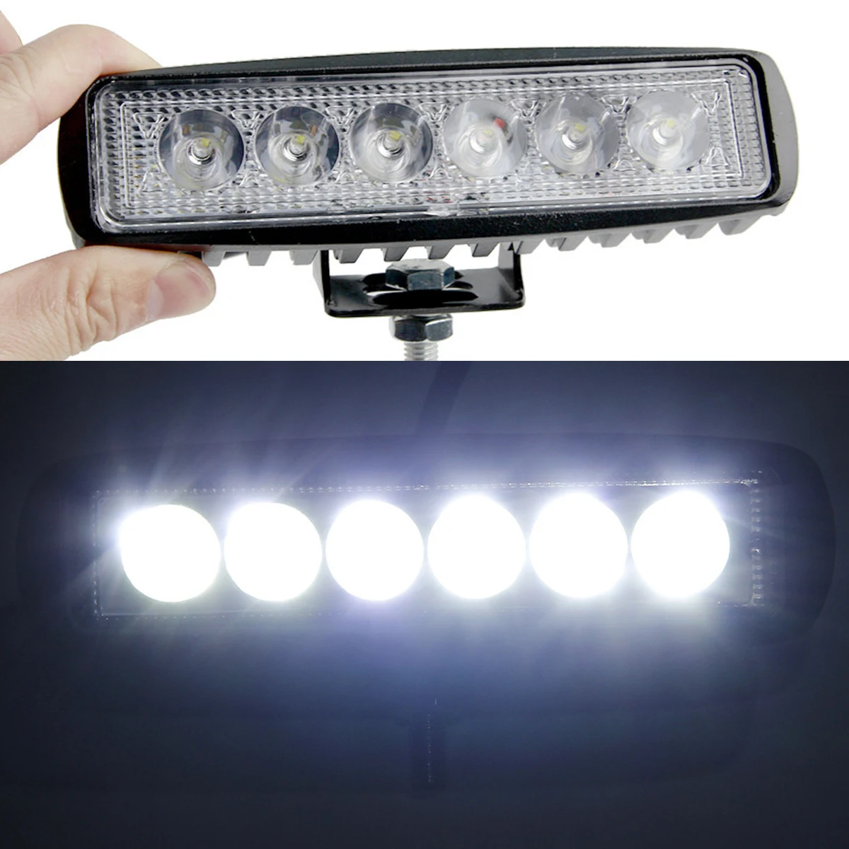 18 Вт 6LED рабочий светильник, точечный светильник, водительская лампа, водонепроницаемый, пылезащитный, ударопрочный, подходит для внедорожников, автомобилей, грузовиков, внедорожников