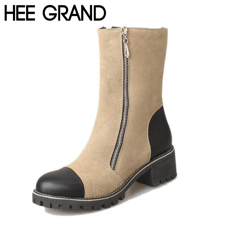 

HEE GRAND Woman Riding Boots Fashion Zip Spring Autumn Thick Bottom Single Woman Boots European Style Short Shoes Woman XWX5769