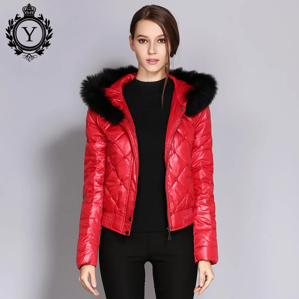 SWYIVY Woman Jacket Coats Slim Hooded Short Desgin 2018 Winter New Female Fashion Coat Fur Collar Warm Parkas Woman Outwear Coat