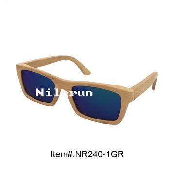 

fashion women's mirror green lens natural bamboo sunglasses