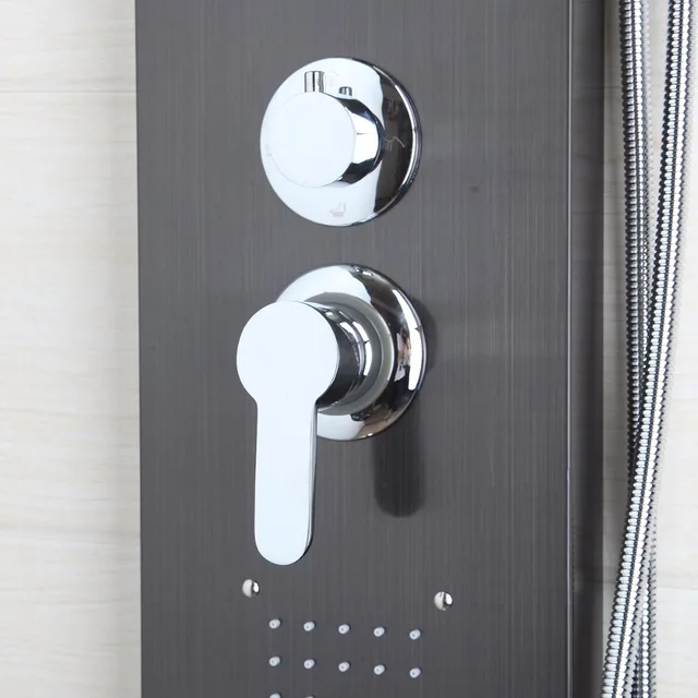 Nickel foncé brosse colonne de douche mural douche à main baignoire bec – Image 4