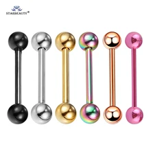 Starbeauty 2 шт пирсинг-штанга для языка кольцо 18 мм язык пирсинг для соска кольцо секс нержавеющая сталь Спираль пирсинг серьги 14 г ювелирные изделия для тела