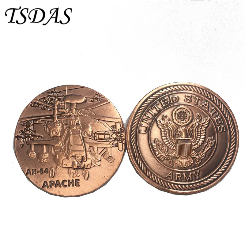 

US Air Force Challenge Copper Coin AH-64 Apache Commemorative Brass Coin US Army Metal Coin for Collection