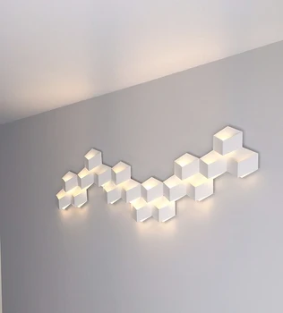 

Geometric combination decorative creative LED wall lamp three-dimensional square wall three-dimensional bedside lamp white ZA321