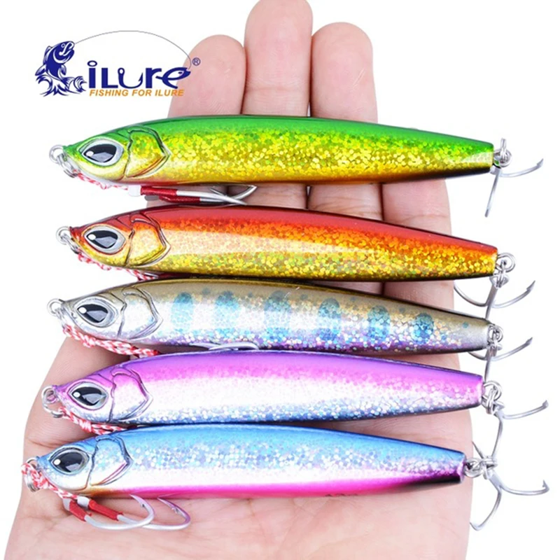 

33G 30G 20G Boat Sea Saltwater Tuna Spanish mackerel Drag Big Trolling Slow Jigging lure Lead Jig Lure double assist hook