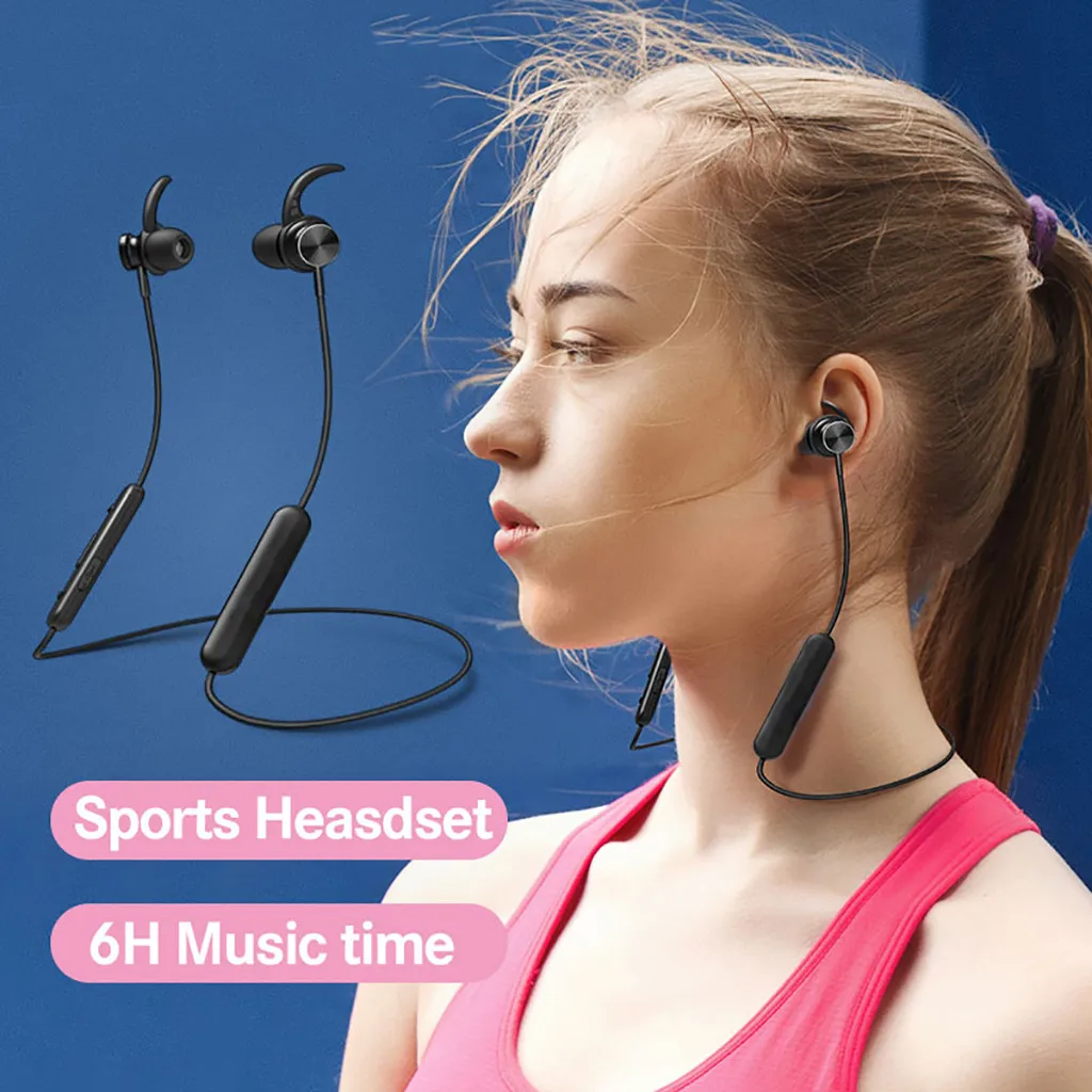 Neck mounted wireless Bluetooth headset earphones sweat proof