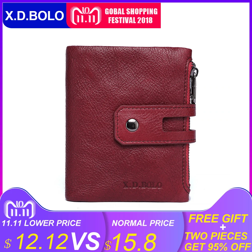 

x.d.bolo Ladies Purse Top Leather Mini Hasp Wallet Women Wallet Purse Small Clutch Female Wallets Card Holder Carteira