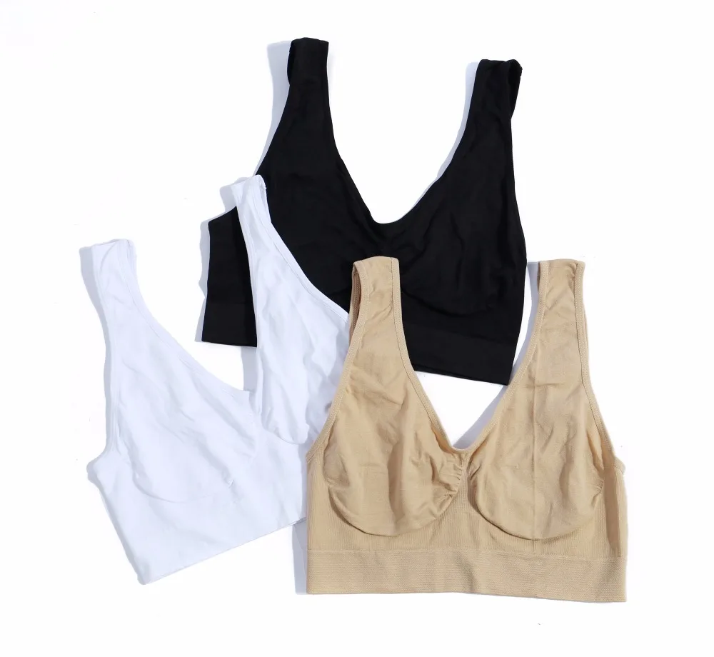 

Women Sexy Seamless Fitness Soft Bra Breathable Sleeping Active Underwear Without Chest Pad 3 pcs Tank Tops Sleeveless Vest
