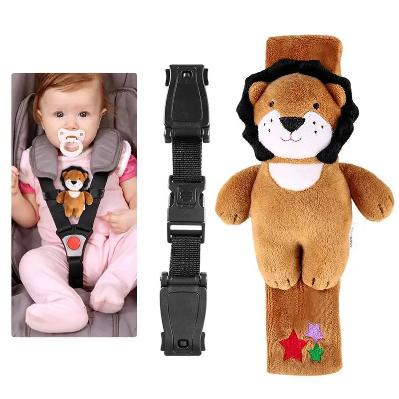 

Baby Seat Lock Safety Harness Belt Locking Buckle with A Plush Lion Cover for Child Car Chair Stroller Pram Pushchair