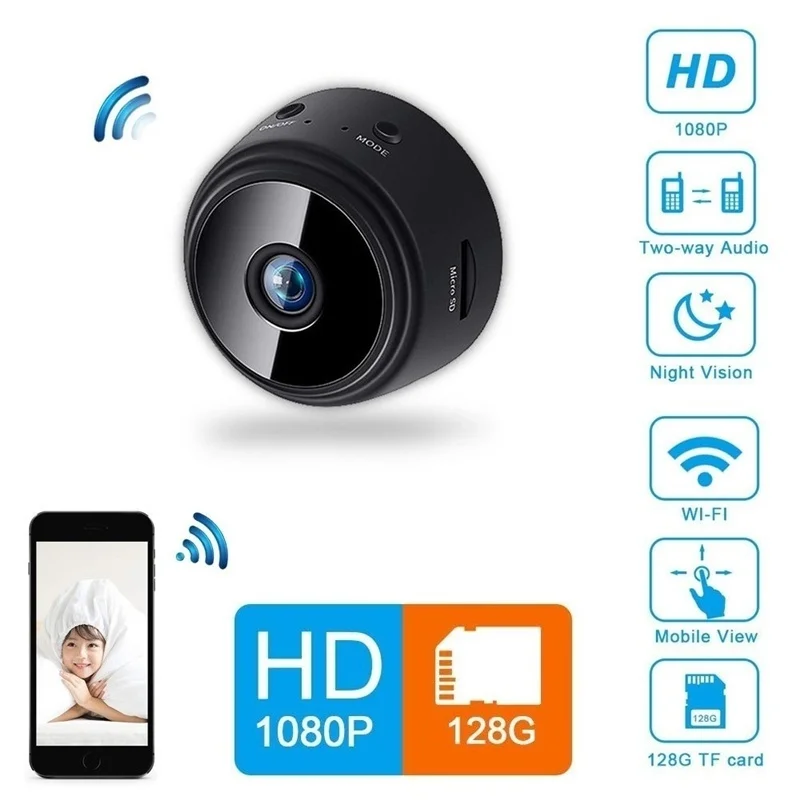 Мини IP камера беспроводная WiFi HD 1080P Скрытая домашняя камера безопасности ночное видение