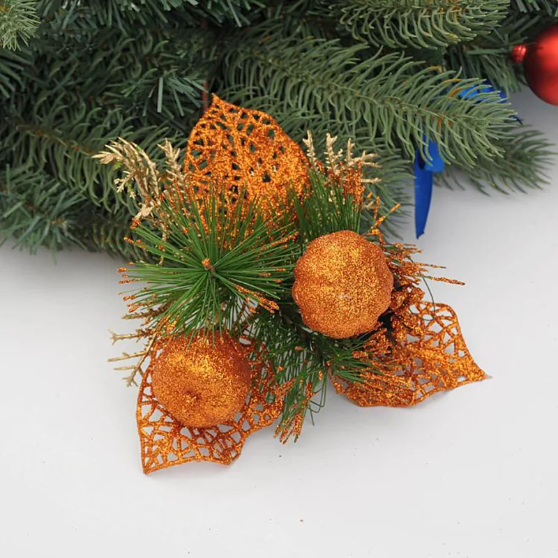 23CM-Christmas-Tree-Glitter-Gold-Sliver-Pine-Needles&-Cones-Mixed-Cuttings-Hanging-Xmas-Party-Ornament-Decorations-MR0126 (10)