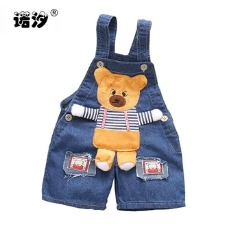 

Baby bib Denim trousers boys Summer cotton cartoon overalls new born Clothing cute girls suspender trousers Girls jeans short