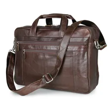 men’s large capacity laptop bag genuine leather handbag shoulder bag working totes attache briefcase
