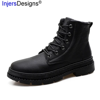 

New Arrival Classic Martin Boots Men Lace-Up&Zip Breathable Ankle Men Boots Hard-Wearing Motorcycle Boots Botas Hombre Size38-44