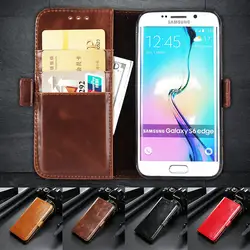 Флип кожаный чехол для Samsung S6 Edge роскошный винтажный кошелек для карт стент Coque + TPU чехол для Samsung Galaxy S6 Edge чехлы для телефонов