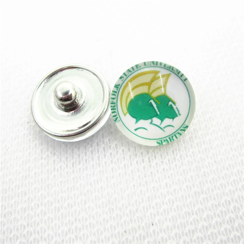 

10pcs Norfolk State university Snap Buttons Glass 18mm Sports snap buttons Diy Snaps Jewelry Bracelet&bangles Charms