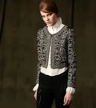 women’s slim short jacket 2016 autumn winter fashion high quality black color embroidery vintage short jacket outwear plus size