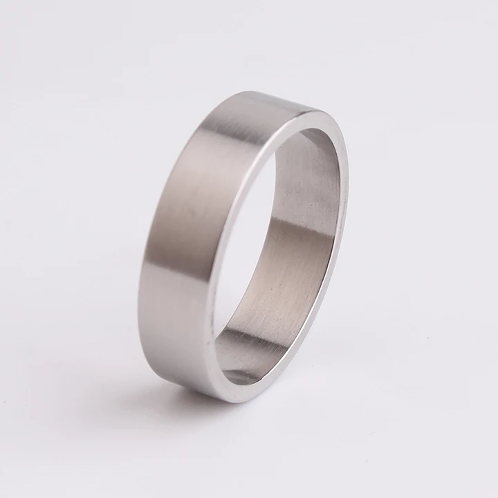 

free shipping 6mm Smooth brushed Flat Thick version 316L Stainless Steel finger rings for men wholesale