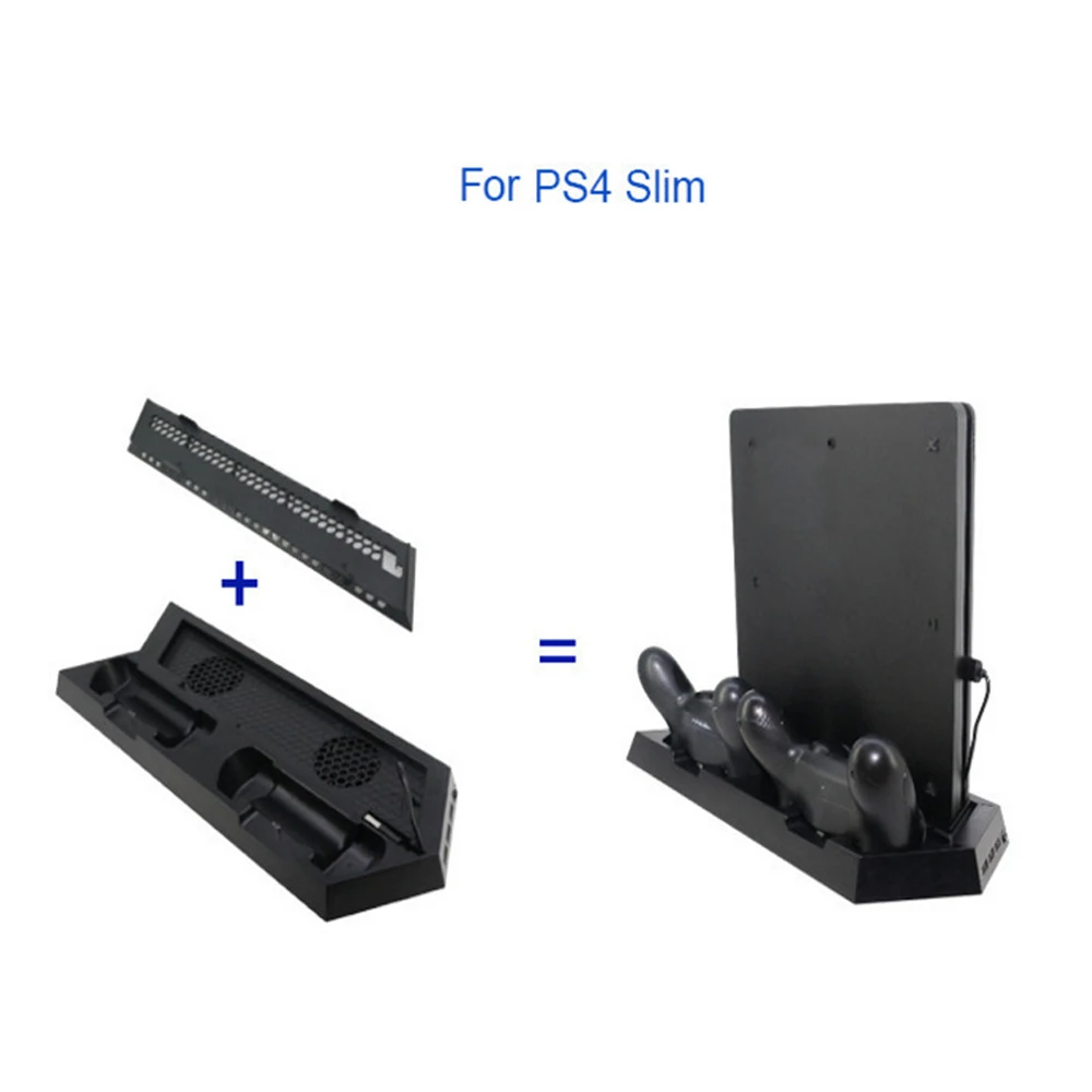  For PS4/PS4 Pro/PS4 Slim Dual Controller Charging Station with Cooling Fan for Sony Playstation 4 D