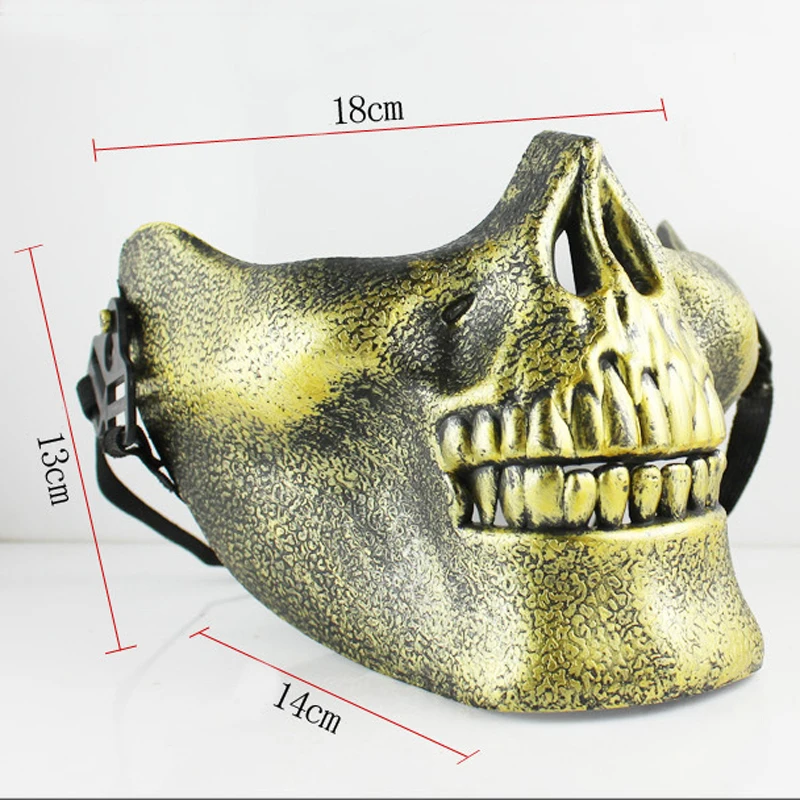 Пластиковая маска в виде черепа ужаса, маска в форме челюсти, страшная маска на половину лица, человеческий скелет, воин, призрак, маска для Хэллоуина, вечерние, LXY9