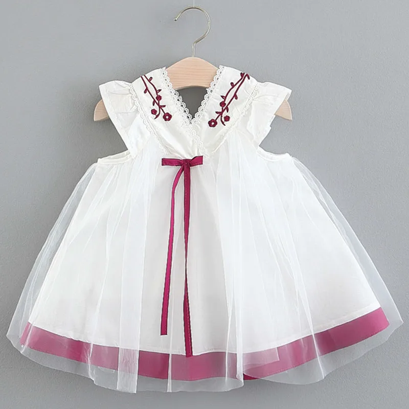 

Baby Girls Dress Girls Kids Children Dresses Printed Dot Mesh Summer Princess Bow Straped Dress Tutu Dress+Hat 40