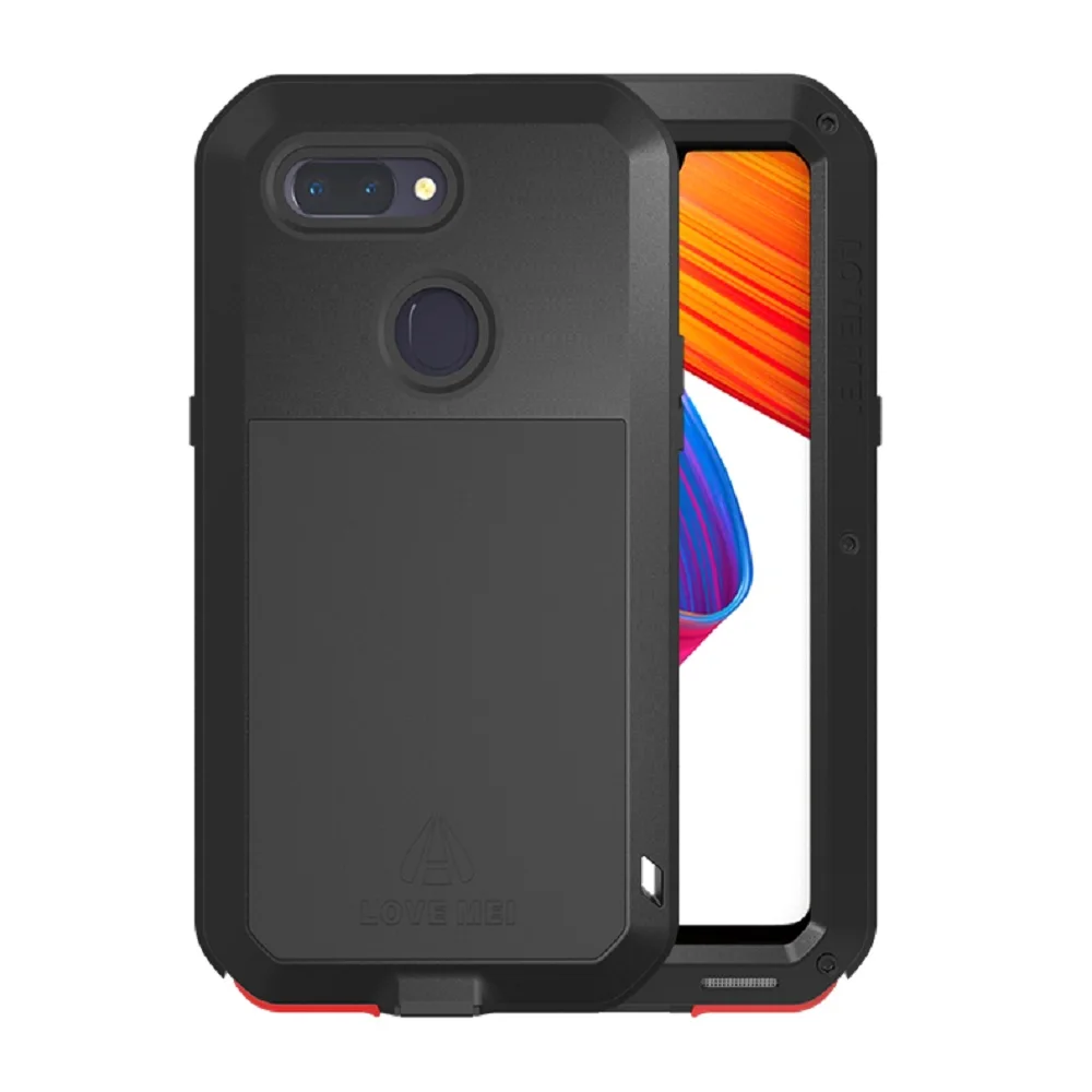 

Case for OPPO R15 LOVE MEI Armor Outdoor Aluminum Metal Hard Phone Case for OPPO R15 Dream Mirror R15 Tempered Glass Cover Shell