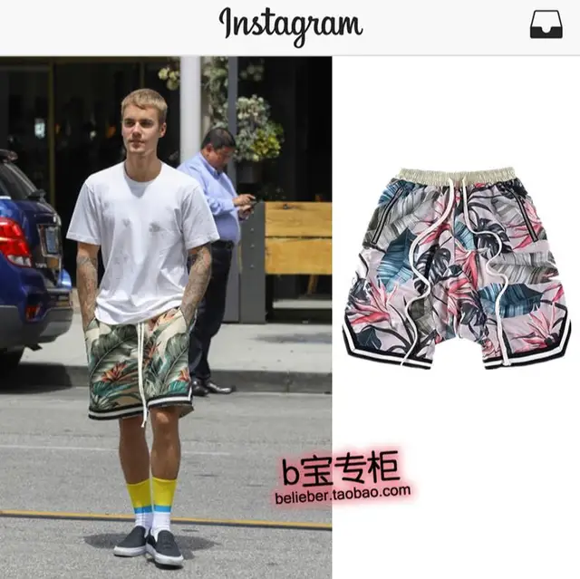 new 2017 mens clothing justin bieber the same style summer elastic justin bieber flower size