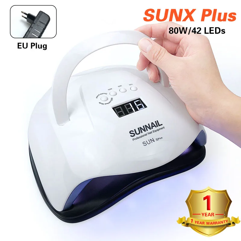 SUNX Plus 80 Вт/72 Вт УФ-лампа для сушки светодиодный светильник для ногтей для отверждения гель-лака для ногтей маникюр Солнечный свет авто сенсорная машина инструменты для ногтей - Цвет: EU SUNX plus