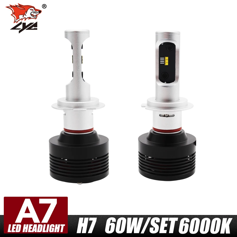 

LYC Auto Care H7 H4 Car Led Headlight High Power With Fan Auto H1 Single High Low 60W White 6000K Replacement Led Headlamp 9005