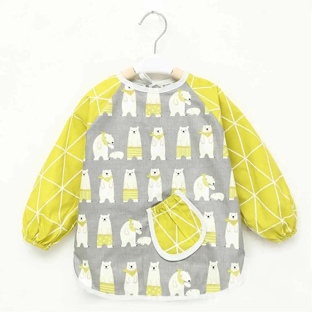 

Bandana Bibs Burp Cloth Cute Cartoon Baby Bibs Waterproof Infant Eating Children Draw Long Sleeve Apron Baby Self Feeding Bib