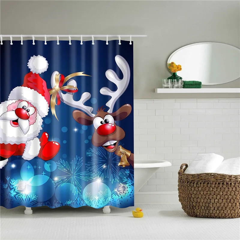 Полиэфирная ткань занавеска Милая Рождественская печать 3d занавеска для душа s в ванной комнате украшение дома водонепроницаемый экран для ванной - Цвет: TZ161129