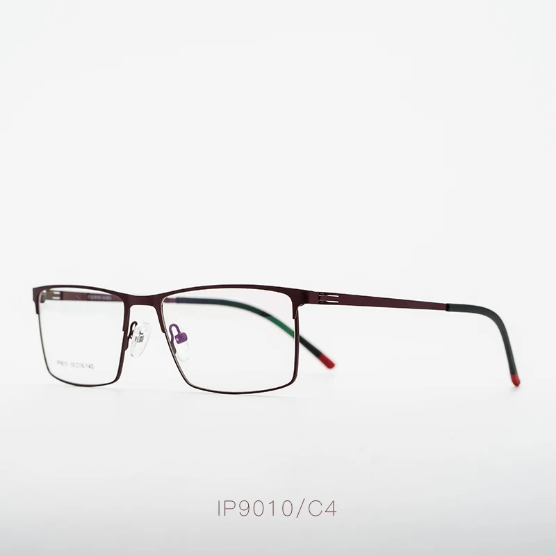 Оптическая металлическая оправа для очков, мужские ретро очки для близорукости по рецепту, квадратная дизайнерская оправа для очков, уникальная петля# IP9010 - Цвет оправы: C4 Wine Red